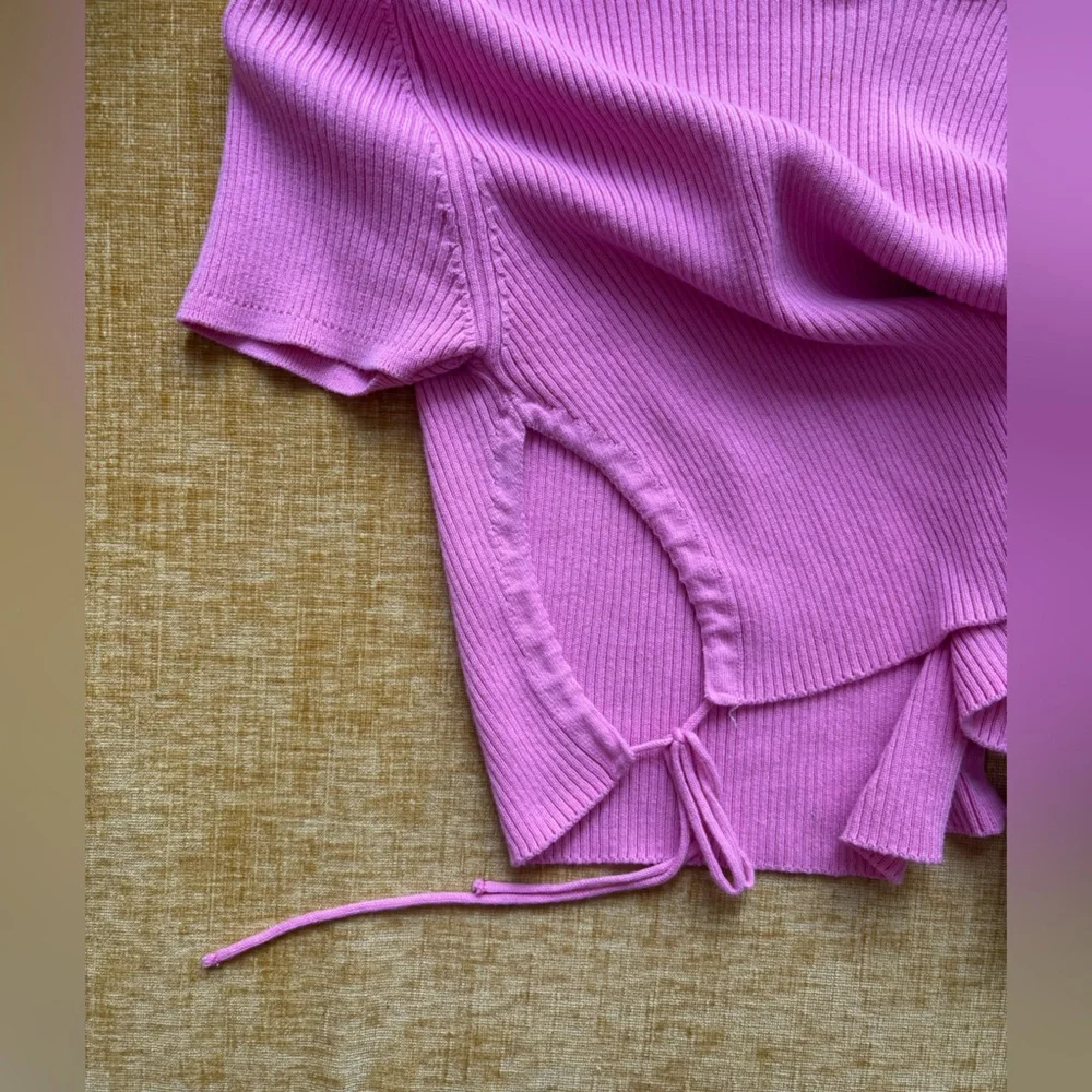 Zara Pink Ribbed Crop Top - Picture 3 of 4